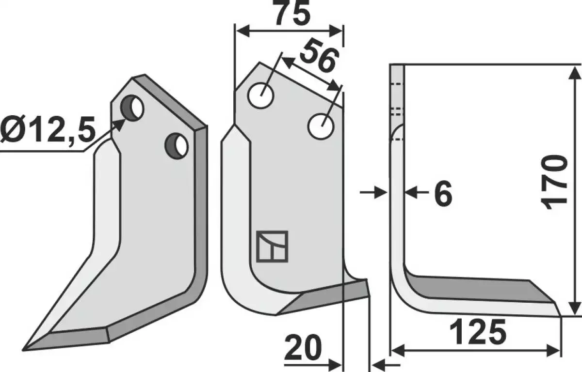 Fräsmesser 170x75mm, rechts